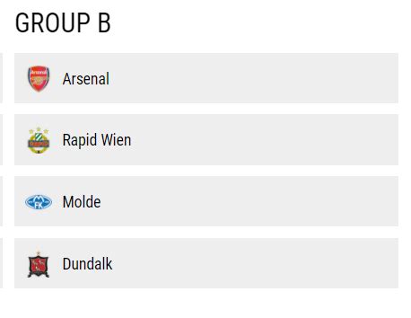 Our UEFA Europa League group : r/Gunners