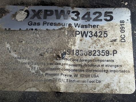 Dewalt DXPW3425 Honda GX200 3400 PSI 2 5 GPM Gas Pressure Washer