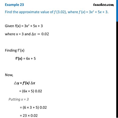 Question 10 Find Approximate Value Of F 3 02 F X 3x2 5x 3