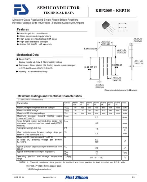 Kbp Datasheet Rectifiers Equivalent First Silicon