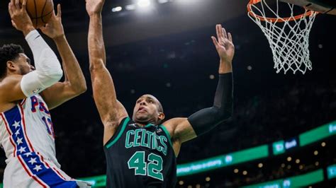 Watch: Al Horford double blocks Tobias Harris's layup attempts