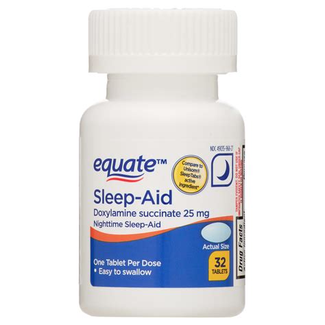 Equate Doxylamine Succinate Sleep-Aid Tablets, 25 mg, 32 Count ...