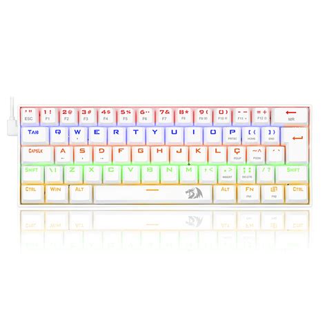 Teclado Gamer Mec Nico Redragon Lakshmi Lunar White Ilumina O Rainbow