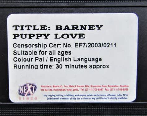 TV Series - Barney: Puppy Love - VHS Video Tape (2003) was listed for ...