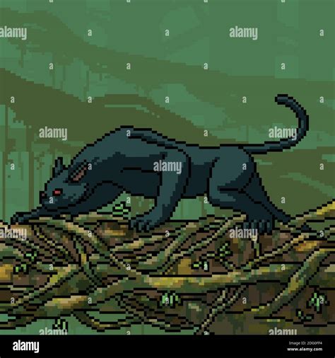 pixel art scene black panther Stock Vector Image & Art - Alamy