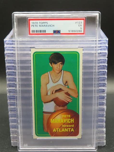 1970 71 Topps Pete Maravich Rookie Card RC 123 PSA 5 EX Atlanta Hawks