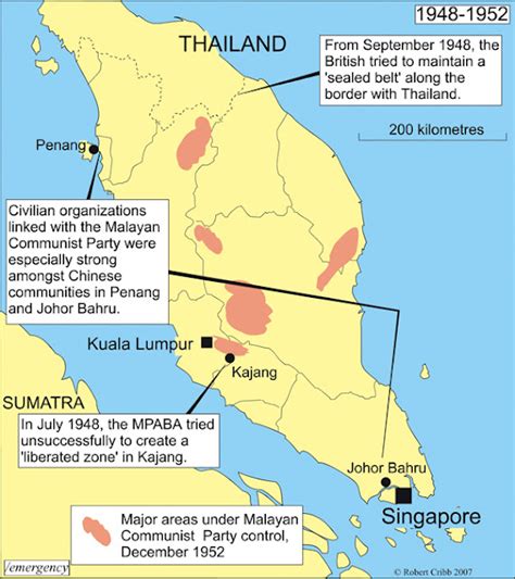 Britains Wars In Malaya Map Areas Of Malaya Under Communist Control