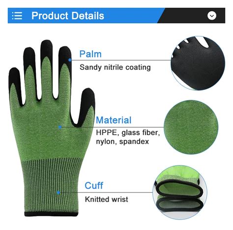 Great Grip En Hppe Cut Resistant Level Work Safety Gloves