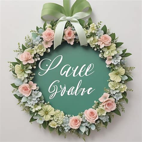 Premium Ai Image Green Pastel Floral Wreath Save The Date With