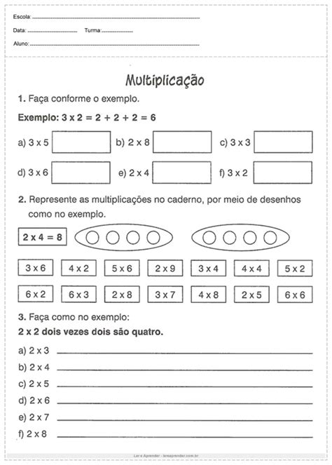 Atividades De Matemática Do 4º Ano Para Imprimir Ler E Aprender