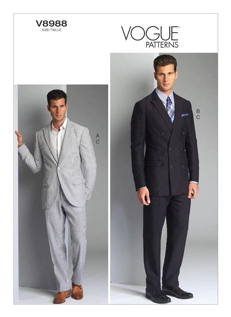 Vogue Sewing Pattern For Men S Suit Jacket And Pants Dinner Jacket