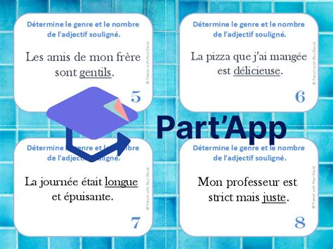 Part App L Accord Des Adjectifs Cartes T Ches