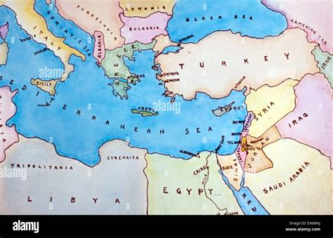 Mediterranean Sea Basin Countries Map