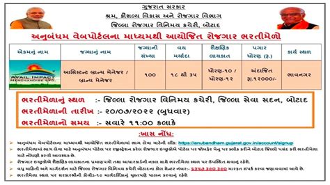 Botad Rozgaar Bharti Melo 2022 Employment Office Job Fair