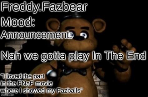 Freddy Fazbear Announcement Template Thanks Tfp Knockout Imgflip