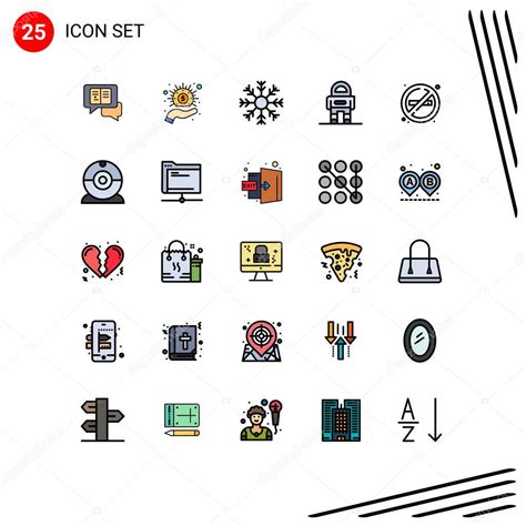 Pack De 25 L Neas Modernas Llenas De Colores Planos Signos Y S Mbolos