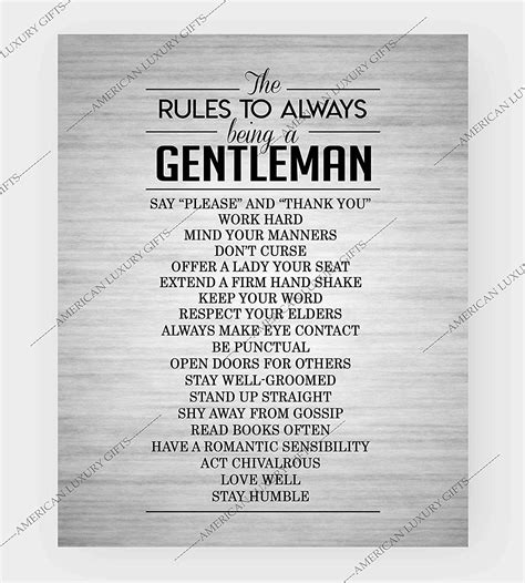 The Rules To Always Being A Gentleman Poster