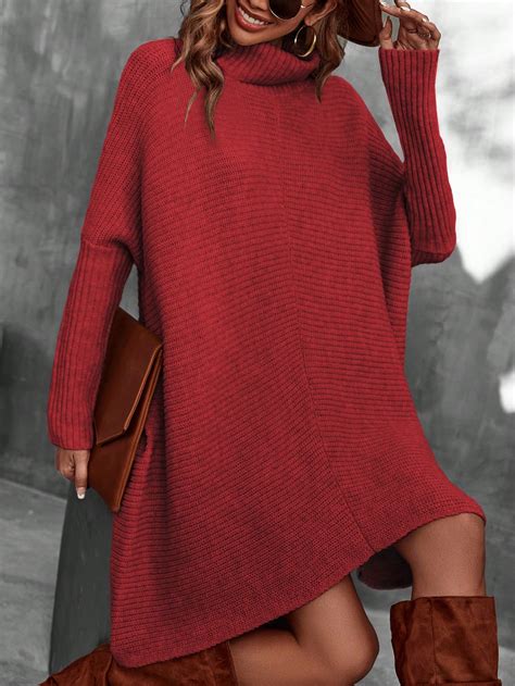 SHEIN Essnce Women S Turtleneck Batwing Sleeve Sweater Dress SHEIN USA