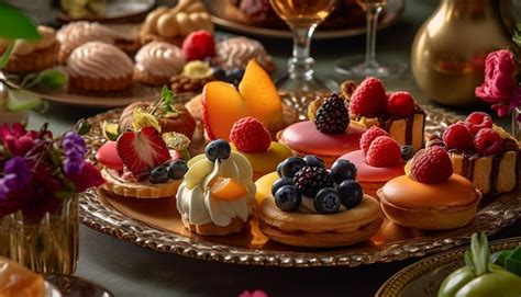 Une Assiette Gourmande De Desserts Aux Petits Fruits Frais Et Au