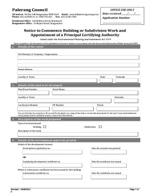 Fillable Online Palerang Nsw Gov Notice To Commence Building Or