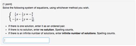 Solved Point Solve The Following System Of Equations Chegg