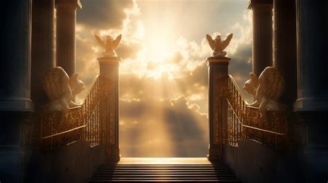 Premium AI Image | Golden Gates of Heaven with Glowing Light