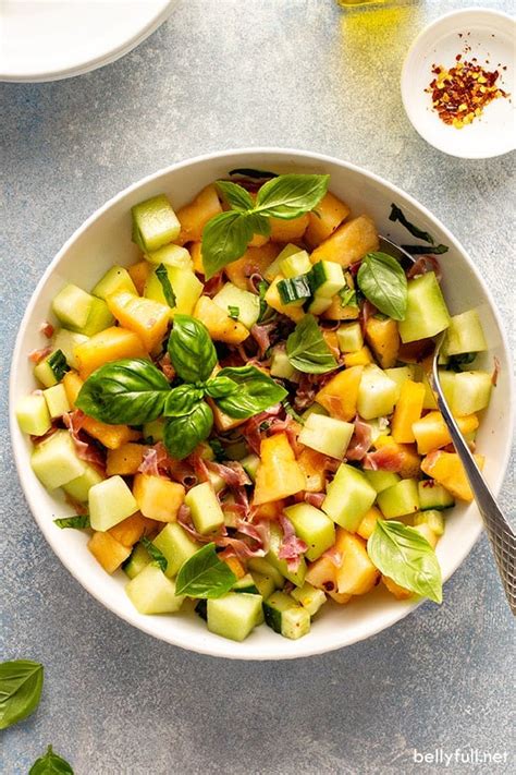 {15 Minute} Melon Cucumber Salad - Belly Full