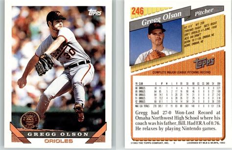 Gregg Olson Topps Inaugural Rockies Stamped Orioles Ebay