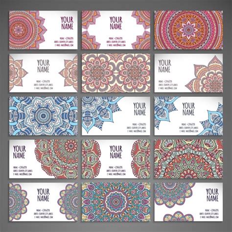 Carte D Affaires Avec La Collecte Des Mandalas Vecteur Premium