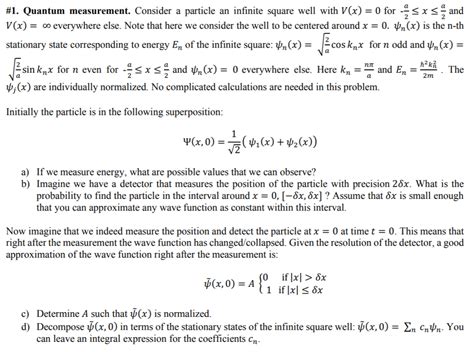 Solved Quantum Measurement Consider A Particle An Chegg