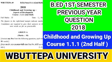 B Ed St Semester Question Paper Course Nd Half Wbuttepa B