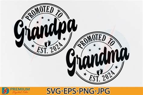 Promoted To Grandma Grandpa Est 2024 Svg Graphic By Premium Digital