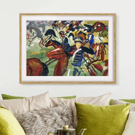 Poster Encadr August Macke Hussars On The Move Dimension Hxl Cm