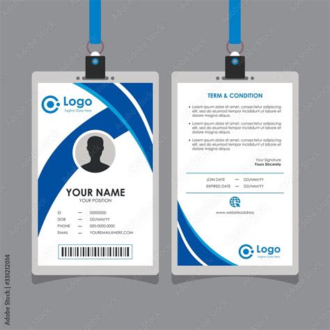 Abstract Blue Curve Shape Id Card Design, Professional Identity Card ...