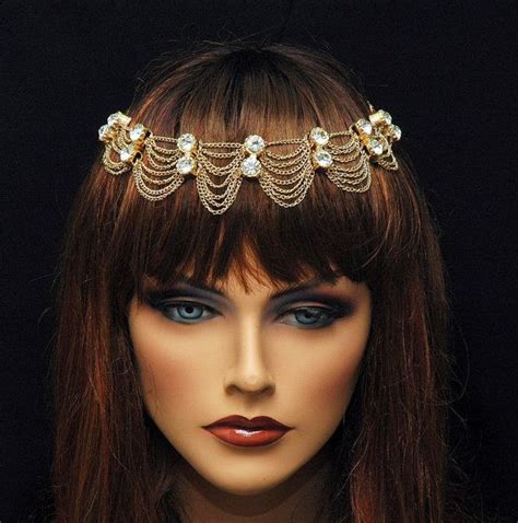 Crystal Bridal Head Piece Gold Plated Rhinestone