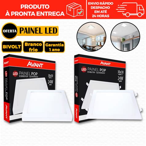 Painel de Led Plafon Luminária Sobrepor ou Embutir Quadrado Teto Laje