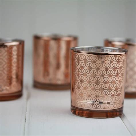 Stunning Copper Tealight Holders Designed With Geometric Patterns In