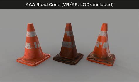 3d Model Damaged Traffic Road Cone 3d Vr Ar Game Ready Vr Ar Low