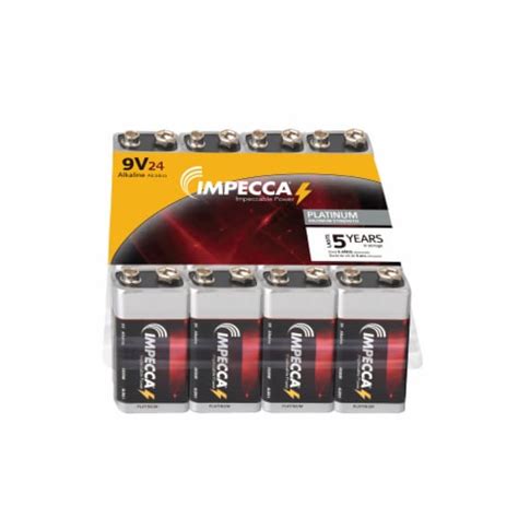 Impecca Alkaline 9 Volt Platinum Batteries 24 Pack Long Lasting