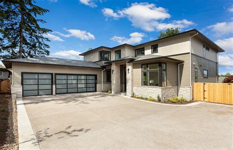 18 X 8 Full View Modern Garage Door With Matte Black Finish With Frost