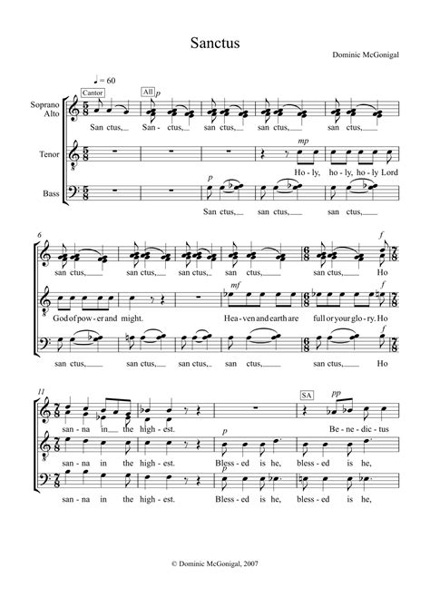 Sanctus Ssatbb By Dominic Mcgonigal Sheet Music For Choir At Sheet Music Direct