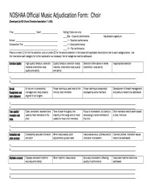 Choir Adjudication Form Fill Online Printable Fillable Blank