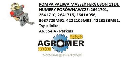 4222105M91 Pompa Paliwa Massey Ferguson P H Agromer Jacek Marciszewski