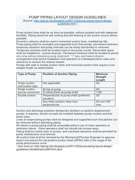 Pdf Pump Piping Layout Design Guidelines Dokumen Tips