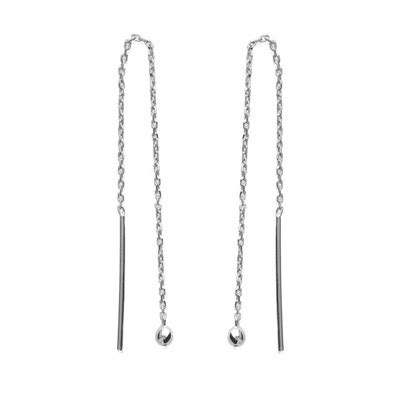 Boucles D Oreilles Traversantes Cha Nes Boule Tombante Argent