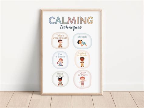 Calming Corner Poster Classroom Calm Down Decor Feelings Chart Boho