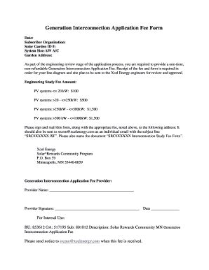 Fillable Online Generation Interconnection Application Fee Form Fax