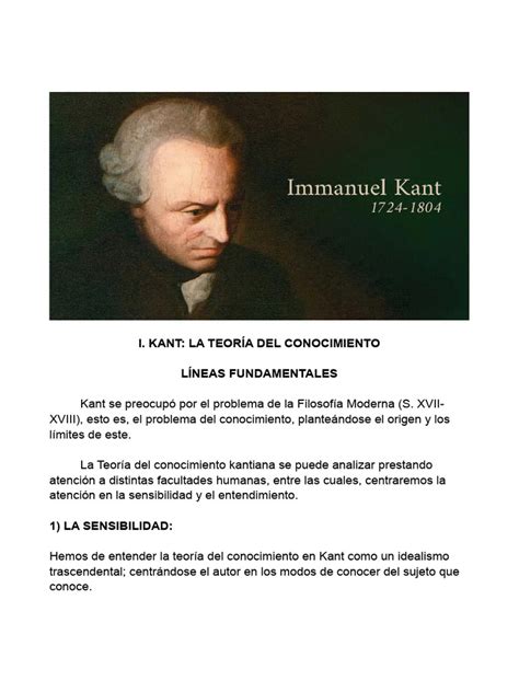 Kant La Teoría Del Conocimiento 2 Pdf Immanuel Kant Conocimiento