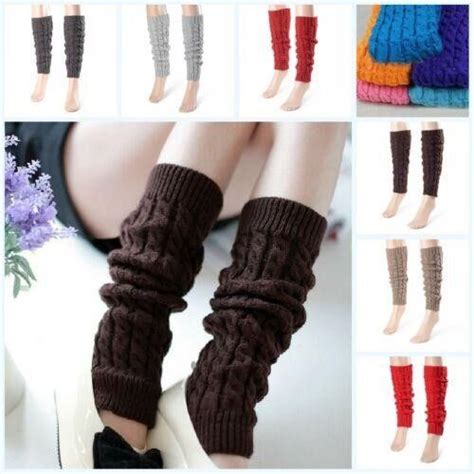 【prettyset】women Winter Knit High Knee Leg Warmers Crochet Leggings