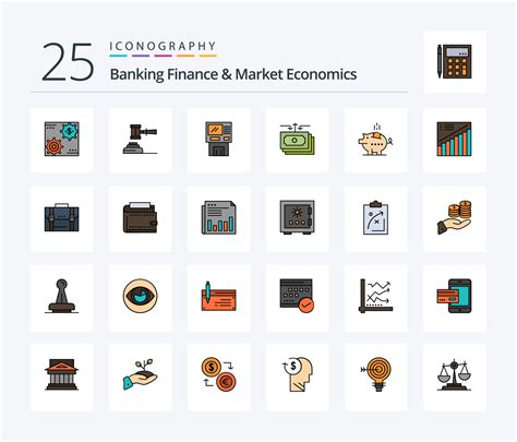 Banking Finance And Market Economics Line Filled Icon Pack Including